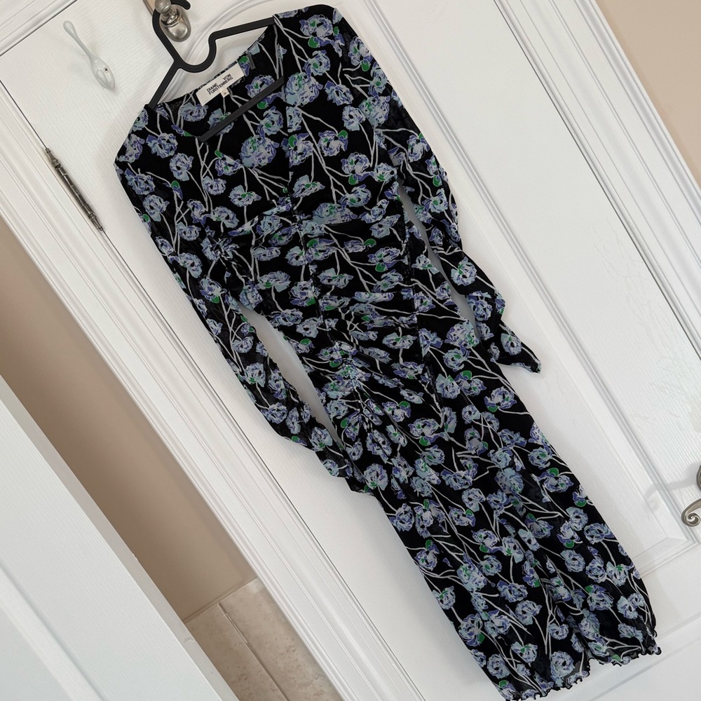 Diane Von Furstenberg Black and Purple Bodycon Dress